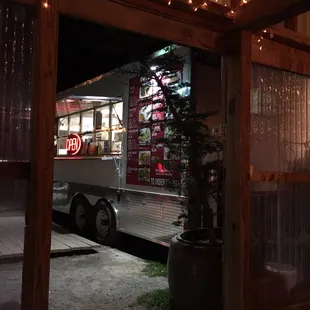 a food truck at night