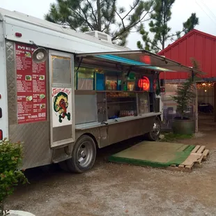 Daytime view of the truck/seating area.