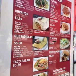 Menu as of Sept 2017