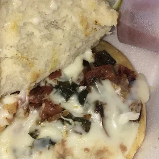 Inside of a rejas gordita (this is spicy and very very good!!)