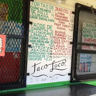 Menu on truck