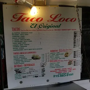 menu