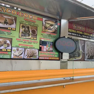 menus on a food truck