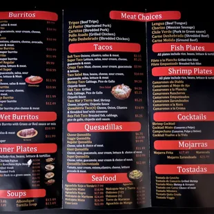 the menu