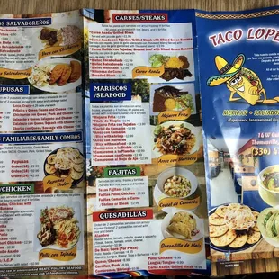 the menu of a mexican restaurant