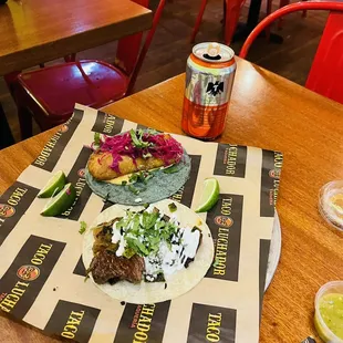 #8 Baja Fish Taco and carne #6  Asada Taco