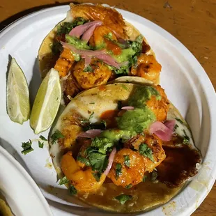 Shrimp and queso tacos