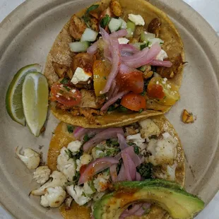 Chicken taco and cauliflower taco
