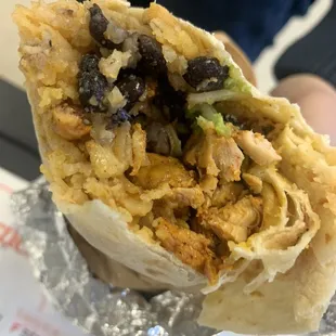 TK style chicken, bacon, avo burrito.