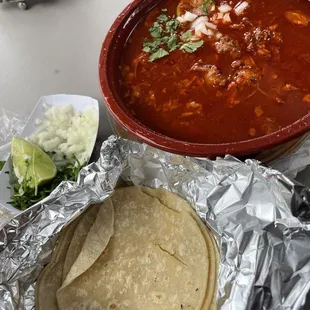 Ramen Birria (ramen noodles and beef in birria broth)