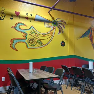 tables and chairs in a restaurant