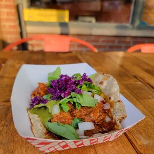 Chicken curry roti taco