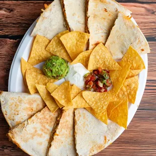 a plate of quesadillas