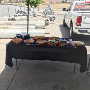 A basic salsa bar for a company lunch. #tacomangeorge