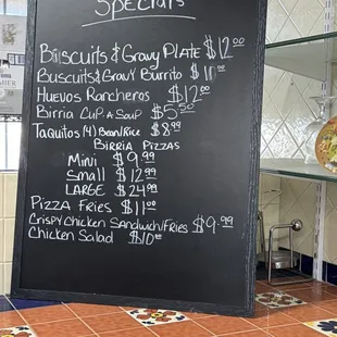 Menu specials