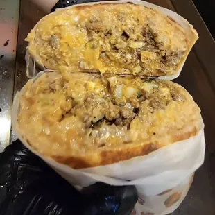 the inside of a burrito