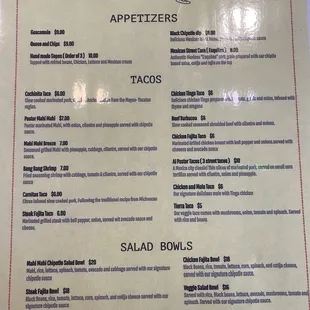 Appetizer  Tacos  Salads