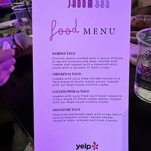 menu