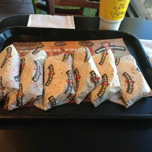 Order 6 crispy beef tacos and they are $1.00 each (regular price $1.15)