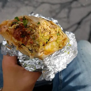 The three meat burrito.