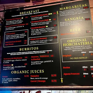 Menu board