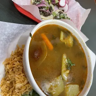 Albondigas and asada tacos