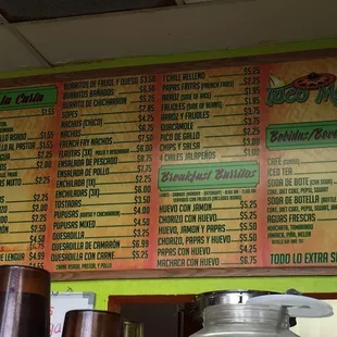 Current menu