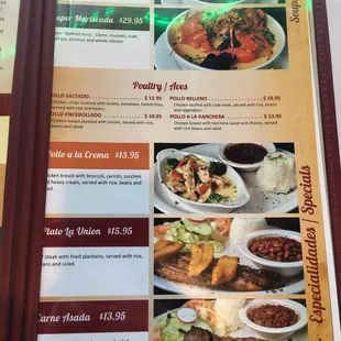 a menu for a mexican restaurant