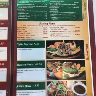 tacos, menu