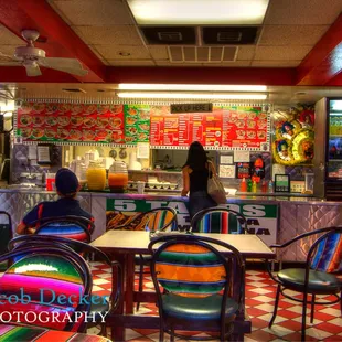 the interior of a mexican restaurant