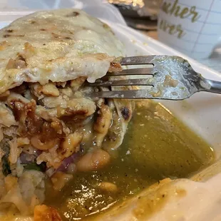 Chicken filled wet burrito hefty portion