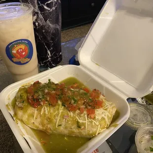 Asada lengua wet burrito. My new favorite thing to order here.