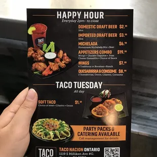 Happy hour and taco Tuesday