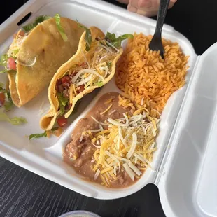 Two beef taco plate around $12 as of 10/25/23
