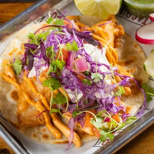 Tecate fried fish taco