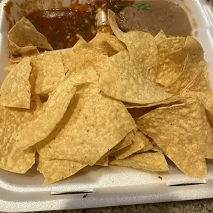 Chips Salsa and Beans