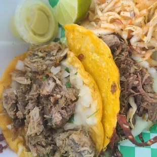 Tacos: Carnitas and Barbacoa