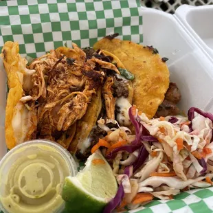 Pollo, asada, and pastor tacos Nganas