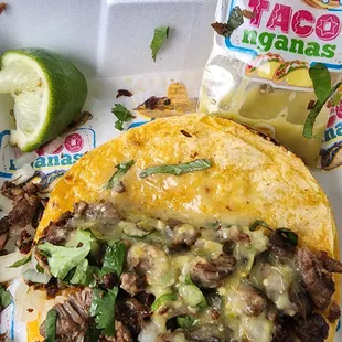 Beef taco. So delicious. Everything seasoned and made fresh. This is why every trip through memphis This place is absolutely must.