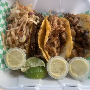 L-R: Barbacoa, Pollo, Al Pastor