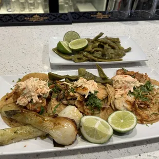 2 fish, 1 shrimp street tacos and a side of cactus