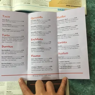 The menu to the place right in the other room.