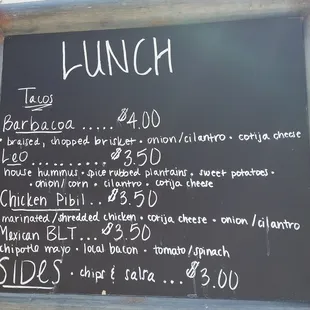 Menuboard as of 20180828.  Expensive for what you get.