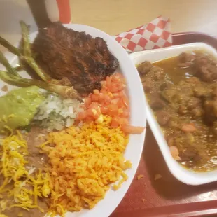 Arrachera plate and side of Chile verde.