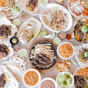 a variety of taco dishes