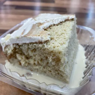 Tres leches (the cream layer stuck to the top of the containter.)