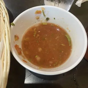 Water, tomato paste, and a few veggies. Gross.