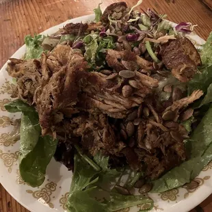 Small salad with pork