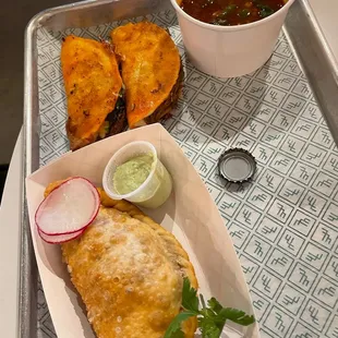 a tray of food on a table