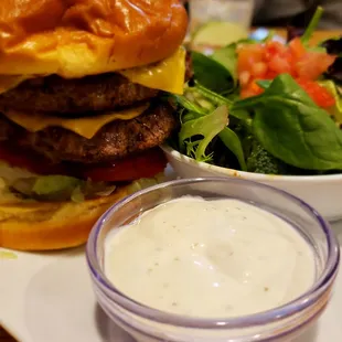 Double Cheeseburger with side salad.  Excellent!!!